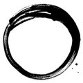 Black brush stroke in the form of a circle. Drawing created in ink sketch handmade technique Royalty Free Stock Photo