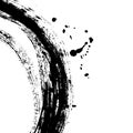Black brush stroke in the form of a circle. Drawing created in ink sketch handmade technique Royalty Free Stock Photo