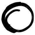 Black brush stroke in the form of a circle. Drawing created in ink sketch handmade technique Royalty Free Stock Photo