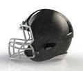 Black brushed galvanized american football helmet side view on a white background with detailed clipping path Royalty Free Stock Photo