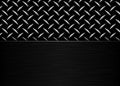 Black brushed metal texture with diamond metallic pattern