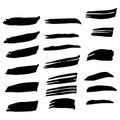 Black Brushes Scratch. Ink Background. Stroke Creative. Paint Scratch. Paintbrush Abstract. Set Frame.