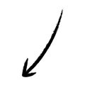 Black brushstroke arrow pointing downwards and to the left Vector Royalty Free Stock Photo