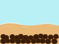 Black bubble boba milk tea background.