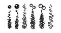Black bubble clusters vector design showing various sizes and arrangements of air bubbles in water Royalty Free Stock Photo