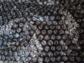 Black Bubble Wrap Or Air Cushion Film Abstract Horizontal Texture For Creative Artwork Background, Close Up, Top View, Copy Space Royalty Free Stock Photo