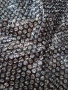 Black Bubble Wrap Or Air Cushion Film Abstract Horizontal Texture For Creative Artwork Background, Close Up, Top View, Copy Space Royalty Free Stock Photo