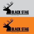 Black Buck. Black stag silhouette with beautiful horn