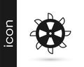 Black Bucket wheel excavator icon isolated on white background. Vector Royalty Free Stock Photo