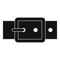 Black buckle belt icon, simple style