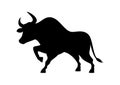 Black bull silhouette icon vector isolated on a white background Royalty Free Stock Photo