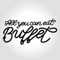 Black Buffet lettering vector illustration on grey background. Restaurant sign and logo