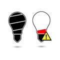 black bulb light in the shape of battery icon vector illustration black lines isolated on white background Royalty Free Stock Photo