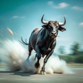 black bull charging generative ai Royalty Free Stock Photo