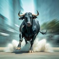 black bull charging generative ai Royalty Free Stock Photo
