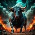 black bull charging generative ai Royalty Free Stock Photo