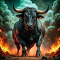 black bull charging generative ai Royalty Free Stock Photo