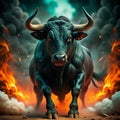 black bull charging generative ai Royalty Free Stock Photo