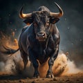 black bull charging generative ai Royalty Free Stock Photo