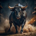 black bull charging generative ai Royalty Free Stock Photo