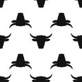 Black bull or cow icon isolated seamless pattern on white background. Vector Royalty Free Stock Photo