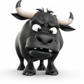 Black bull, funny cute black bull 3d illustration on white, creative avatar