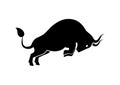 Black Bull Silhouette Clipart Vector on White Background Royalty Free Stock Photo