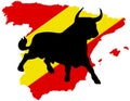 Black bull on the spanish map Royalty Free Stock Photo