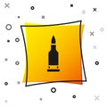 Black Bullet icon isolated on white background. Yellow square button. Vector Royalty Free Stock Photo