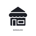 black bungalow isolated vector icon. simple element illustration from travel 2 concept vector icons. bungalow editable logo symbol