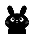 Black buny rabbit hare silhouette icon. Cute kawaii cartoon character. Happy Easter Valentines Day. Baby greeting card tshirt Royalty Free Stock Photo