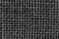 Black burlap woven texture seamless. grey jute background close up macro Royalty Free Stock Photo