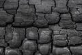 Black burned carbonized wood texture close-up image Royalty Free Stock Photo