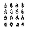 Black Burning Fire Flame Logo set design vector template.