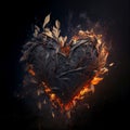 Black Burning Heart Flame Smoke Hot Embers Fire Dark Valentine Love Generative AI Royalty Free Stock Photo