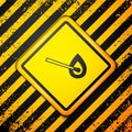 Black Burning match with fire icon isolated on yellow background. Match with fire. Matches sign. Warning sign. Vector