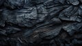 Black burnt wood texture background, abstract pattern of embers or charcoal. Charred timber structure close-up. Concept of coal,