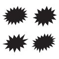 Black bursting star shapes. Set of comic splash, explosion, burst, bang, blast, shine, star vector for sale labels, stickers. Royalty Free Stock Photo