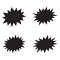 Black bursting star shapes. Set of comic splash, explosion, burst, bang, blast, shine, star vector for sale labels, stickers. Royalty Free Stock Photo