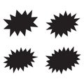 Black bursting star shapes. Set of comic splash, explosion, burst, bang, blast, shine, star vector for sale labels, stickers. Royalty Free Stock Photo