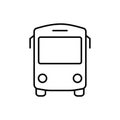 Black Bus Line Icon. Stop Station for City Public Vehicle Transport Linear Pictogram. School Shuttle Outline Icon. Bus Royalty Free Stock Photo