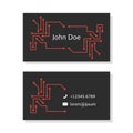 Black business card with pcb elements Royalty Free Stock Photo