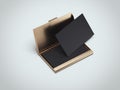 Black business cards with golden holder. 3d rendering Royalty Free Stock Photo