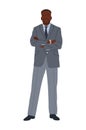 Black Business man standing vector on white.