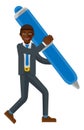 Black Business Man Holding Pen Mascot Concept