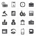 Black Business, Office and Finance Icons Royalty Free Stock Photo