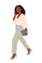 Black Business woman walking side view vector. Royalty Free Stock Photo