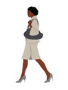 Black Business woman walking side view vector. Royalty Free Stock Photo