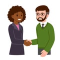 Cartoon man and woman shaking hands Royalty Free Stock Photo