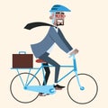 Black businessman on bike rides to work